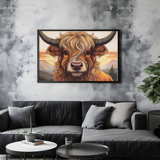 Curves & Horns – Modern Moo: Wavy-Haired Highland Cow: A Semi-Realistic Line Art