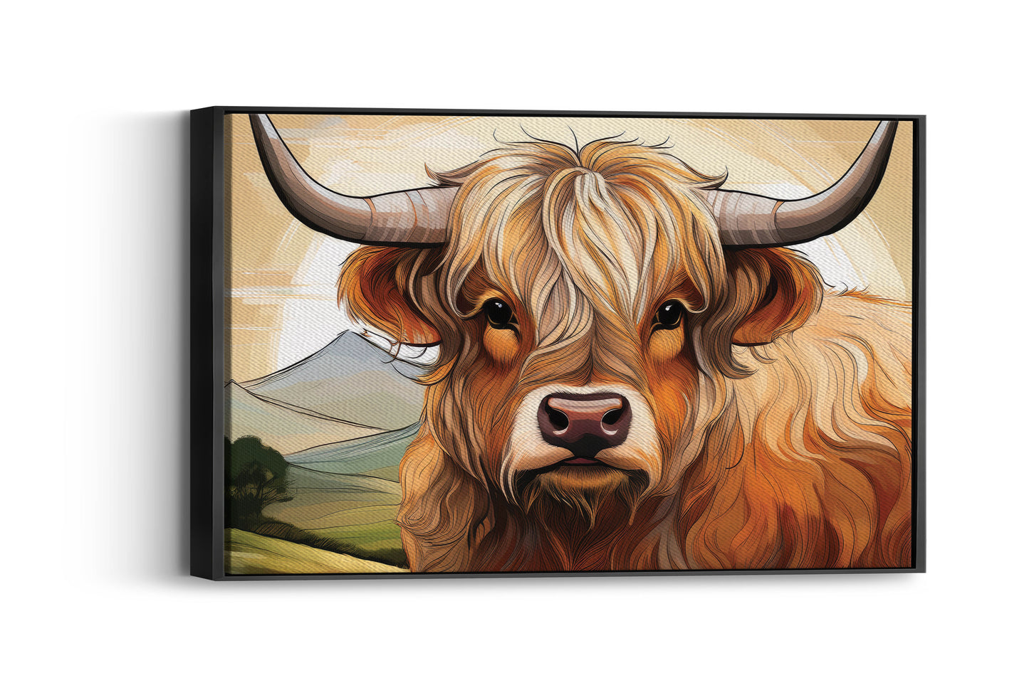 Sketch of the Highland Soul: Earthy Tones Highland Cow: A Line Art Wall Art