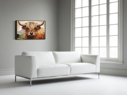 Sketch of the Highland Soul: Earthy Tones Highland Cow: A Line Art Wall Art
