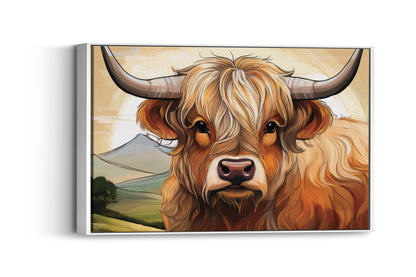 Sketch of the Highland Soul: Earthy Tones Highland Cow: A Line Art Wall Art