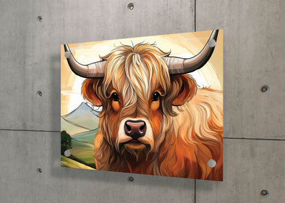 Sketch of the Highland Soul: Earthy Tones Highland Cow: A Line Art Wall Art