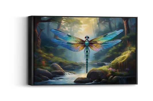 Spirit of the Stream – Nature’s Whisper: Painterly Dragonfly Forest Scene