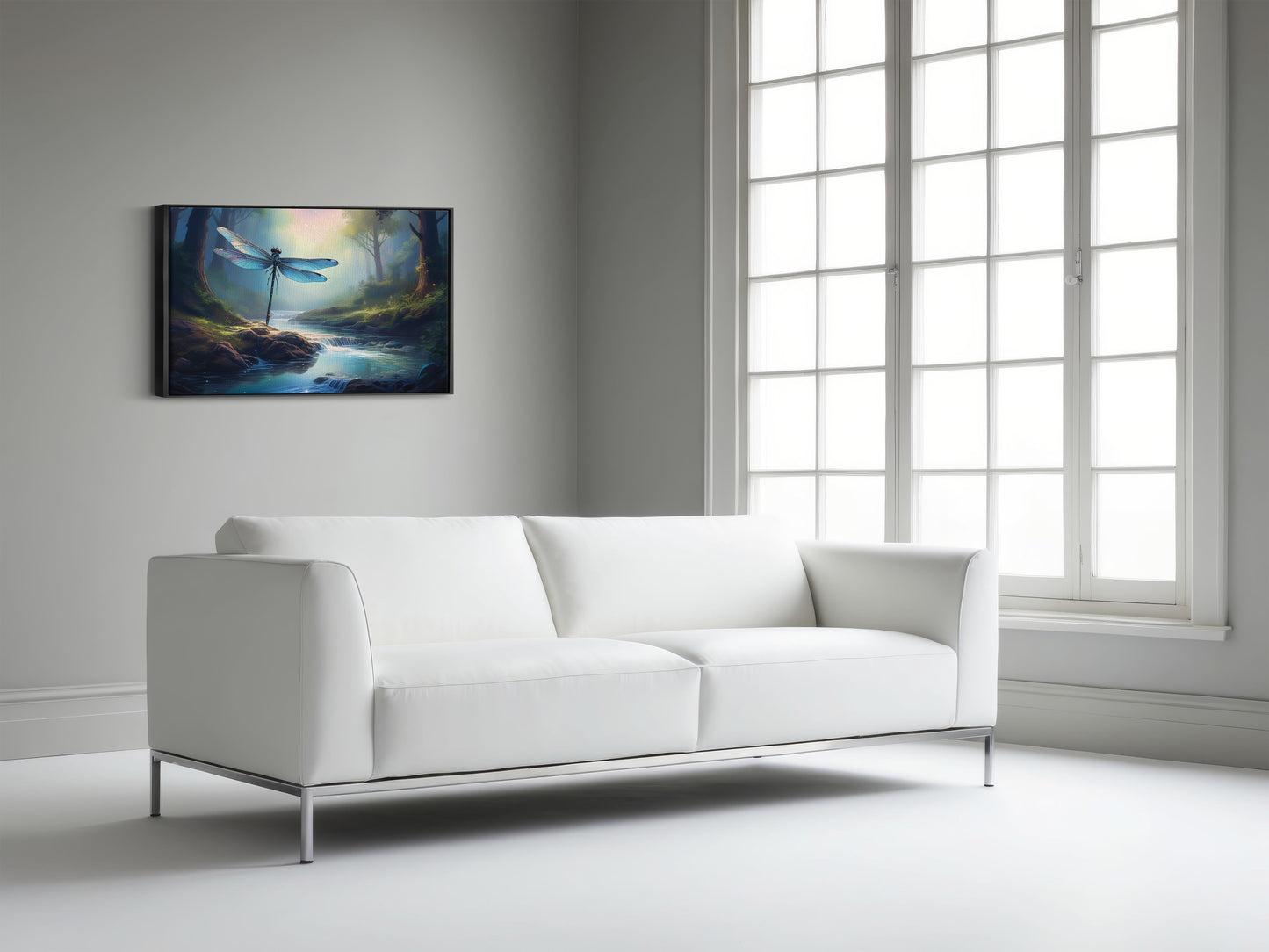 Perch & Pulse – Forest Shimmer: Dreamy Dragonfly Moss Branch Print