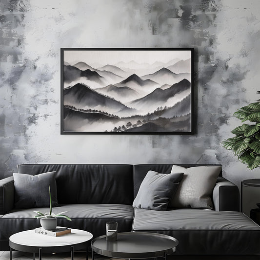 Silent Summits – Monochrome Mountain Print