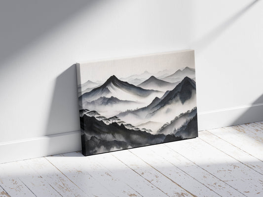 Zen Ridge – Black & White Landscape Canvas