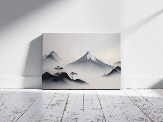 Quiet Peaks – Japandi Minimalist Mountain Art
