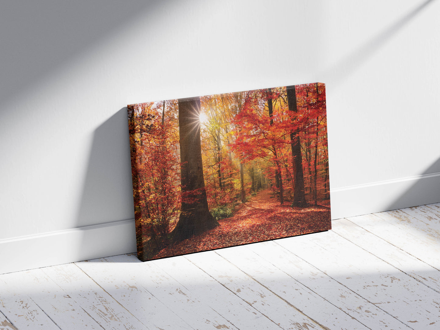 Crimson Fall – Autumn Forest Wall Art