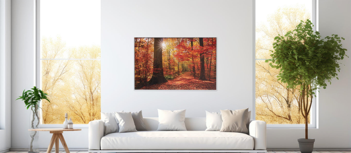 Crimson Fall – Autumn Forest Wall Art