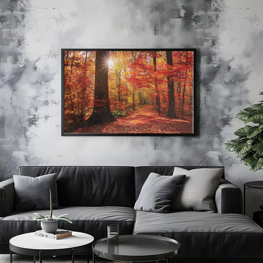 Crimson Fall – Autumn Forest Wall Art