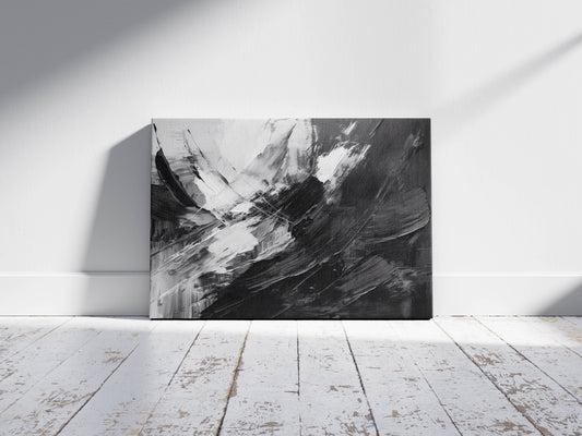Midnight Motion – Monochrome Abstract Canvas
