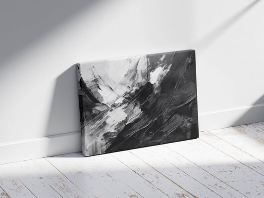 Midnight Motion – Monochrome Abstract Canvas