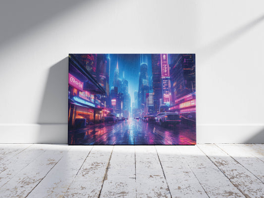 Neon Nights – Futuristic City Wall Art