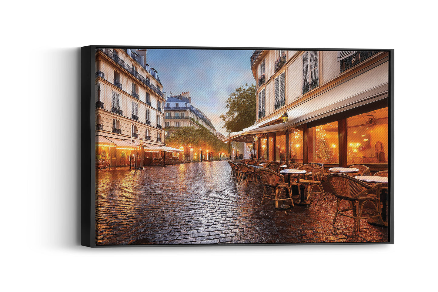 Midnight in Paris – Rainy Reflections: Parisian Cafe Art - Rainy City Scene