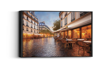 Midnight in Paris – Rainy Reflections: Parisian Cafe Art - Rainy City Scene