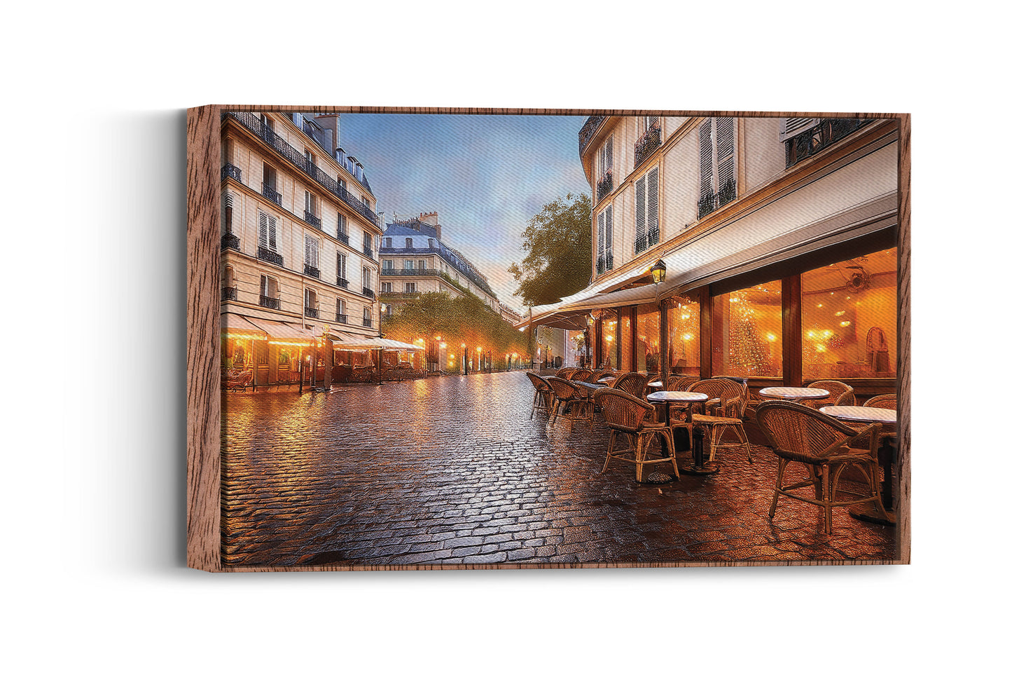 Midnight in Paris – Rainy Reflections: Parisian Cafe Art - Rainy City Scene