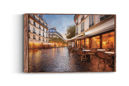 Midnight in Paris – Rainy Reflections: Parisian Cafe Art - Rainy City Scene