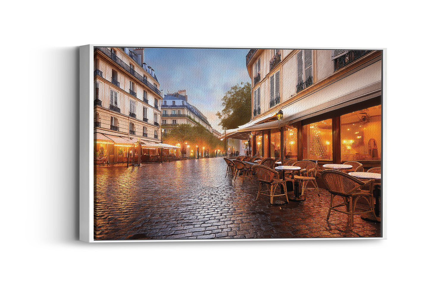 Midnight in Paris – Rainy Reflections: Parisian Cafe Art - Rainy City Scene