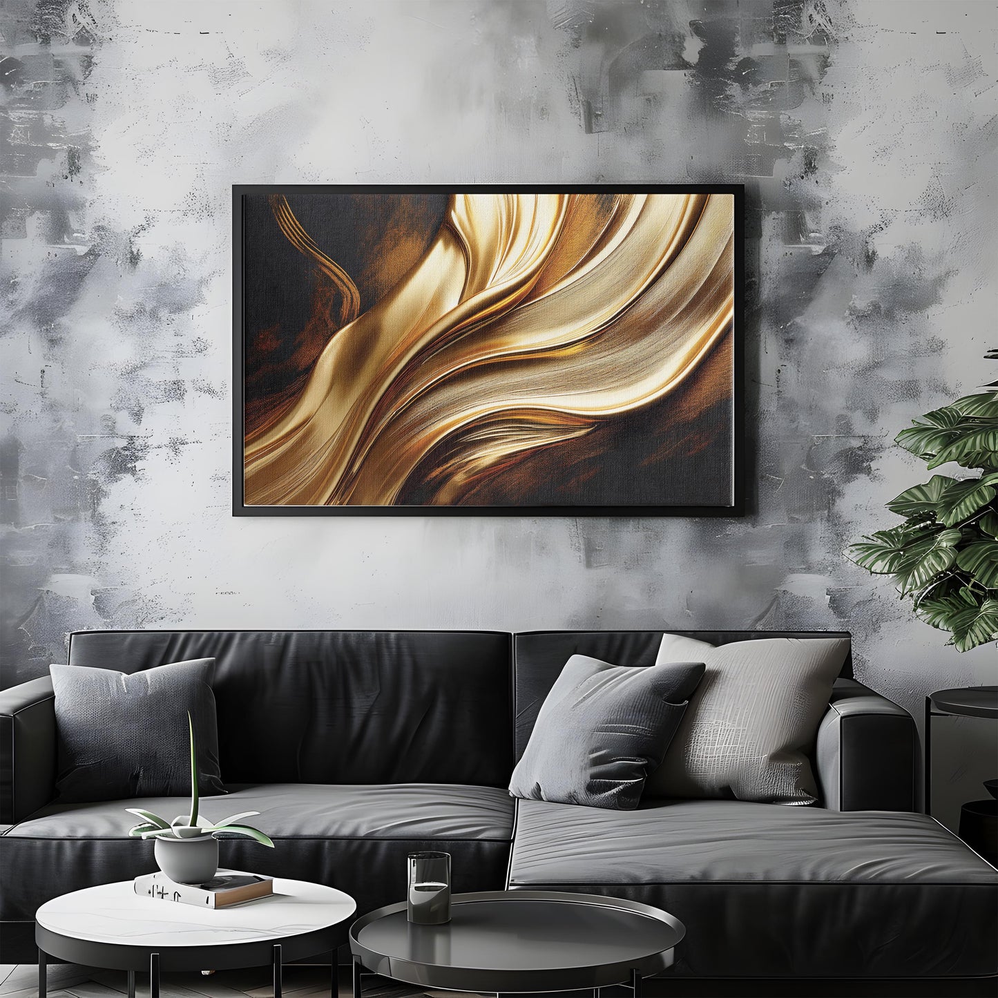 Golden Whispers – Elegant Black & Gold Canvas