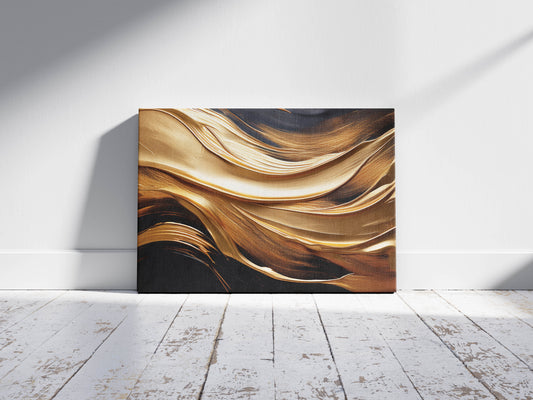 Midnight Luxe – Gold Brushstroke Abstract Art