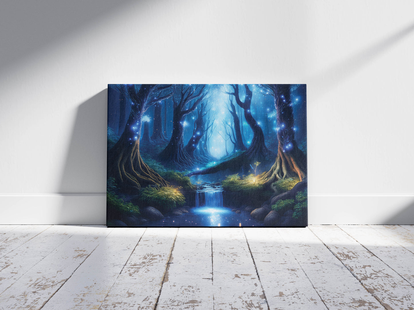 Glowing Grove – Twilight Enchantment: Enchanted Forest Art - Magical Night Scene