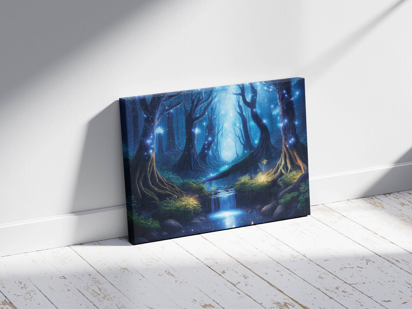 Glowing Grove – Twilight Enchantment: Enchanted Forest Art - Magical Night Scene