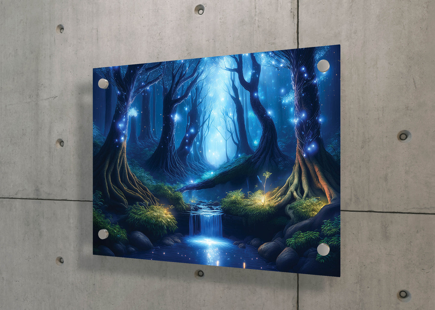 Glowing Grove – Twilight Enchantment: Enchanted Forest Art - Magical Night Scene