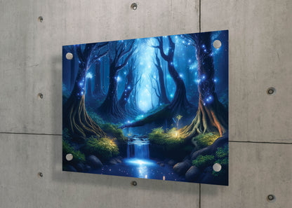 Glowing Grove – Twilight Enchantment: Enchanted Forest Art - Magical Night Scene