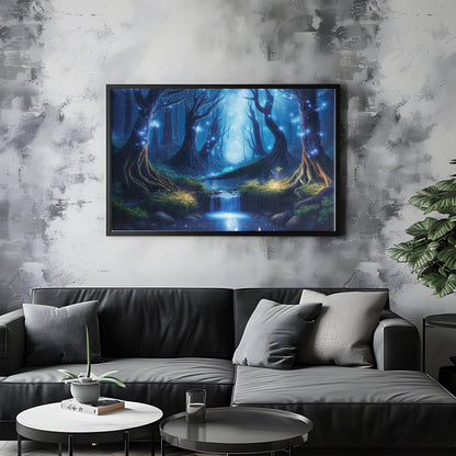 Glowing Grove – Twilight Enchantment: Enchanted Forest Art - Magical Night Scene