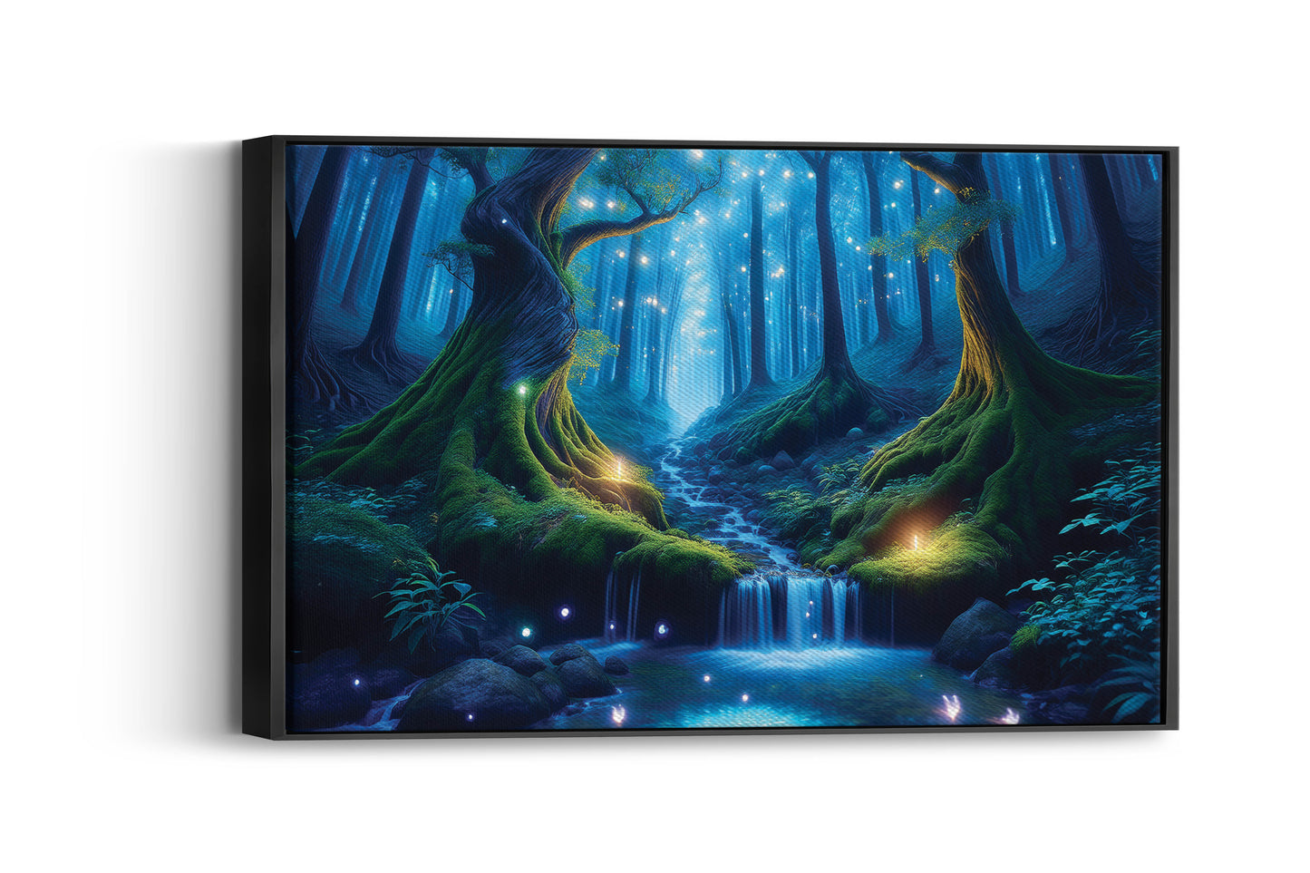 The Luminous Woods of Wonder: Enchanted Forest Art - Magical Night Scene