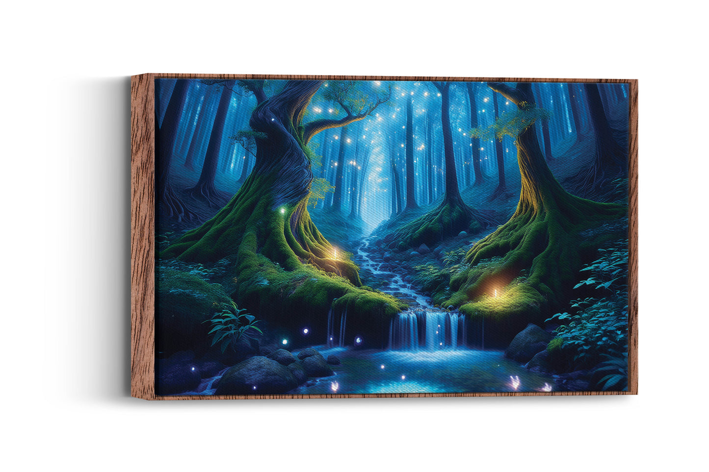 The Luminous Woods of Wonder: Enchanted Forest Art - Magical Night Scene
