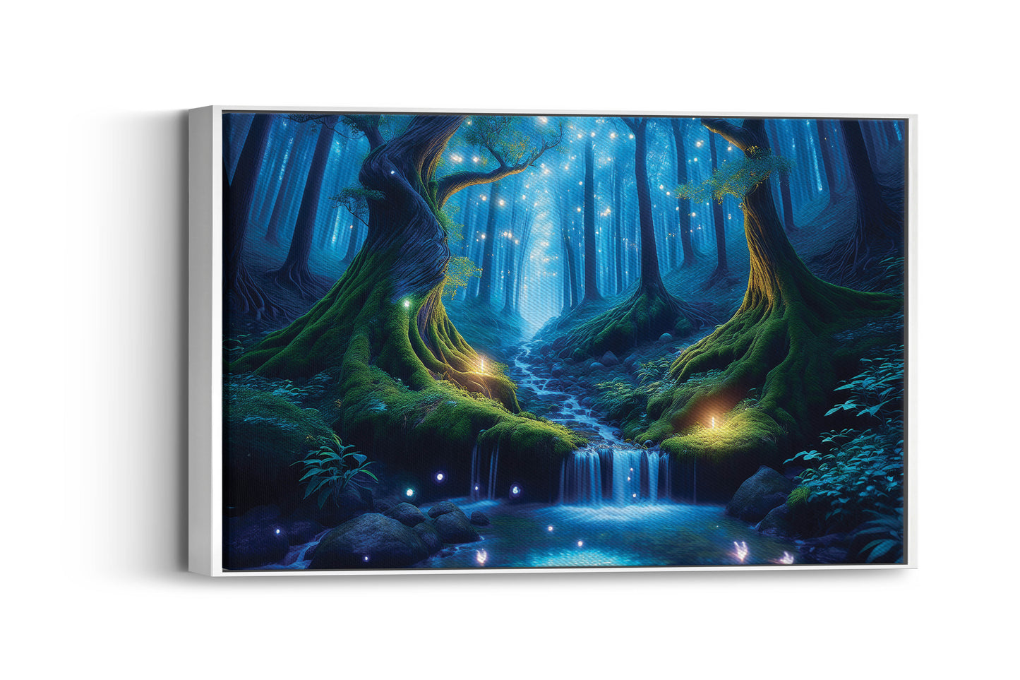 The Luminous Woods of Wonder: Enchanted Forest Art - Magical Night Scene