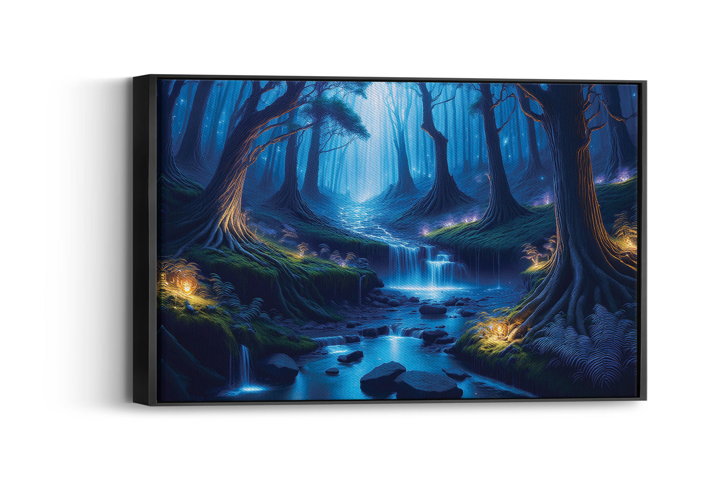 Whispers of the Firefly Forest: Enchanted Forest Art - Magical Night Scene