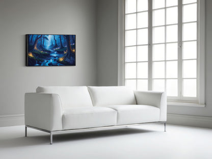 Whispers of the Firefly Forest: Enchanted Forest Art - Magical Night Scene
