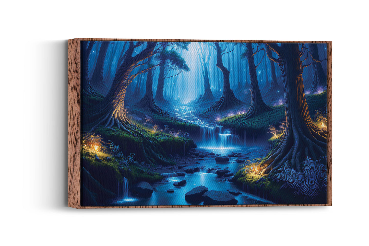 Whispers of the Firefly Forest: Enchanted Forest Art - Magical Night Scene