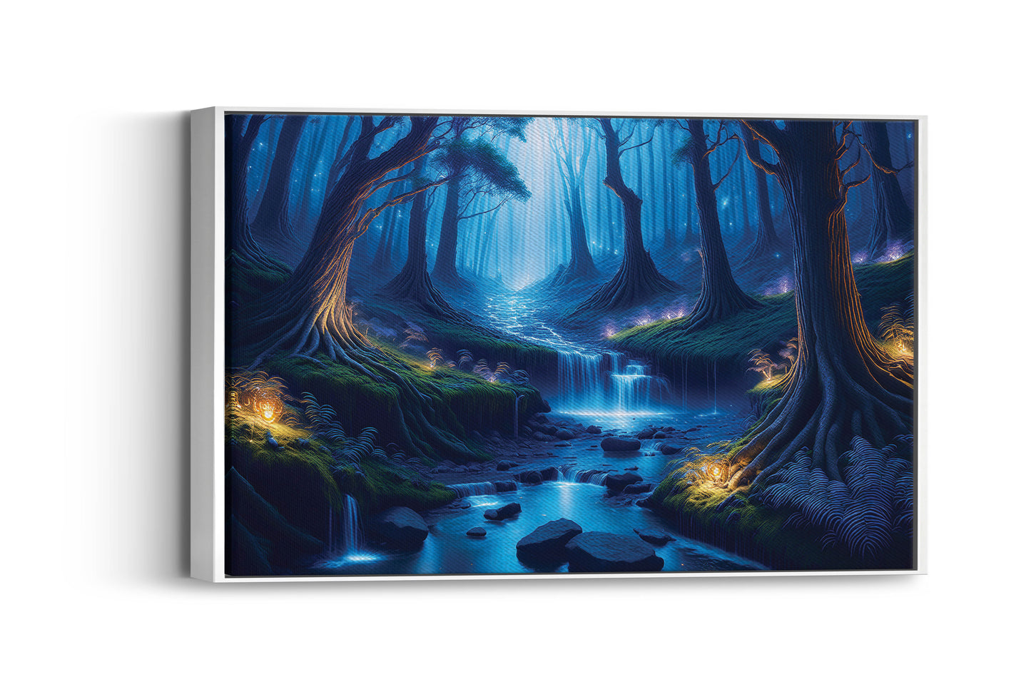 Whispers of the Firefly Forest: Enchanted Forest Art - Magical Night Scene