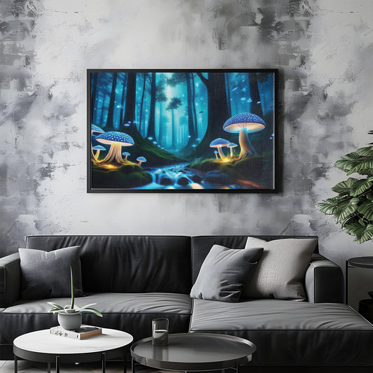 Glowgrove – Enchanted Forest Light: Fairy Mushroom Art - Magical Forest Scene