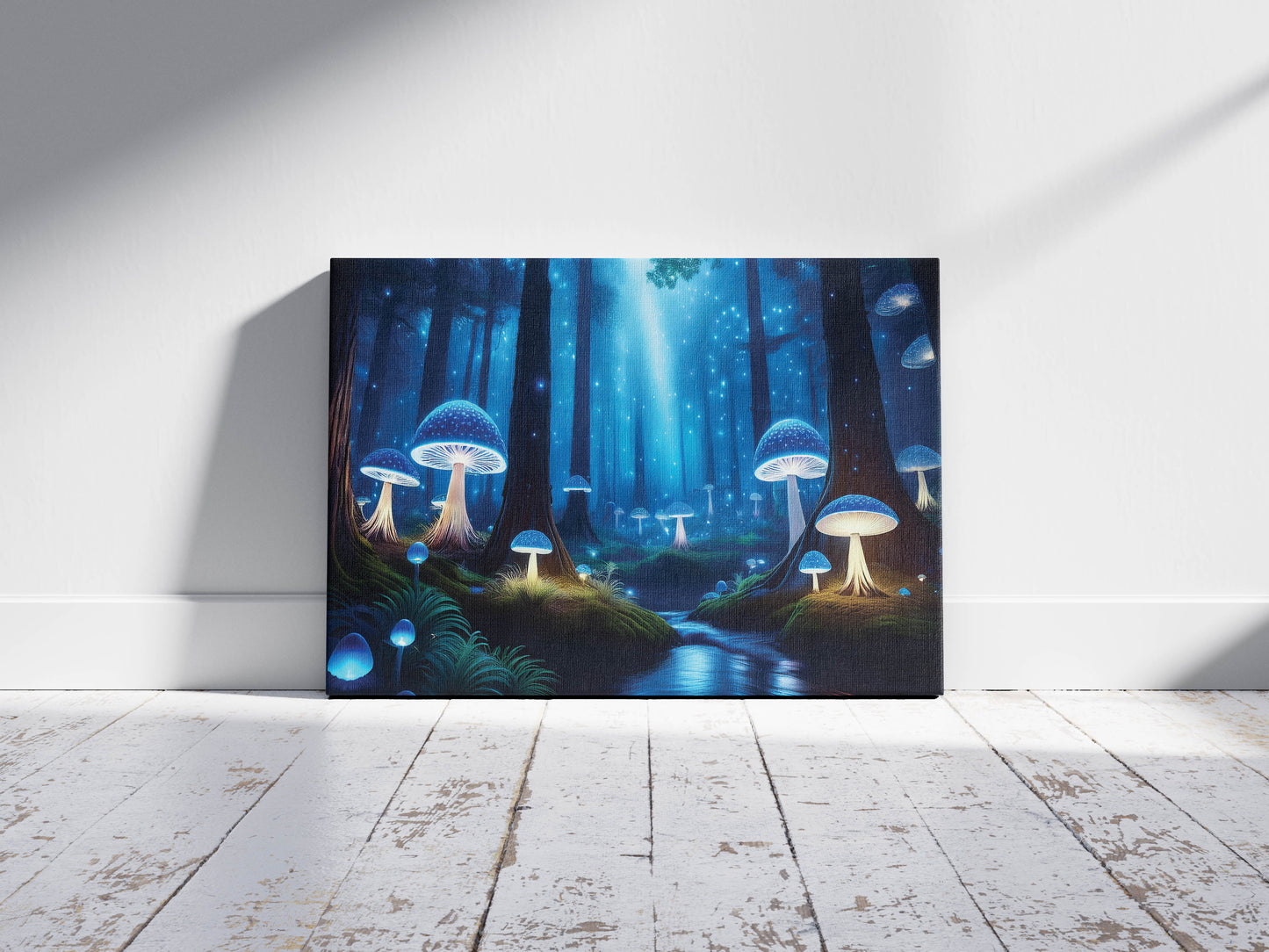 Moonlit Mushrooms & Fairy Whispers: Fairy Mushroom Art - Magical Forest Scene