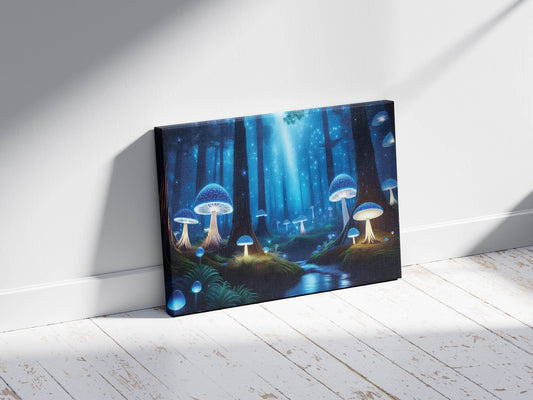 Moonlit Mushrooms & Fairy Whispers: Fairy Mushroom Art - Magical Forest Scene