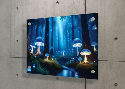 Moonlit Mushrooms & Fairy Whispers: Fairy Mushroom Art - Magical Forest Scene
