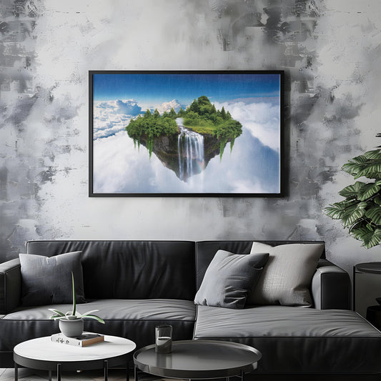 Waterfall of the Floating Realm: Floating Island Art - Surreal Landscape