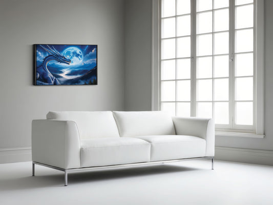 Wings of the Silver Night: Moonlit Dragon Art - Fantasy Night Scene