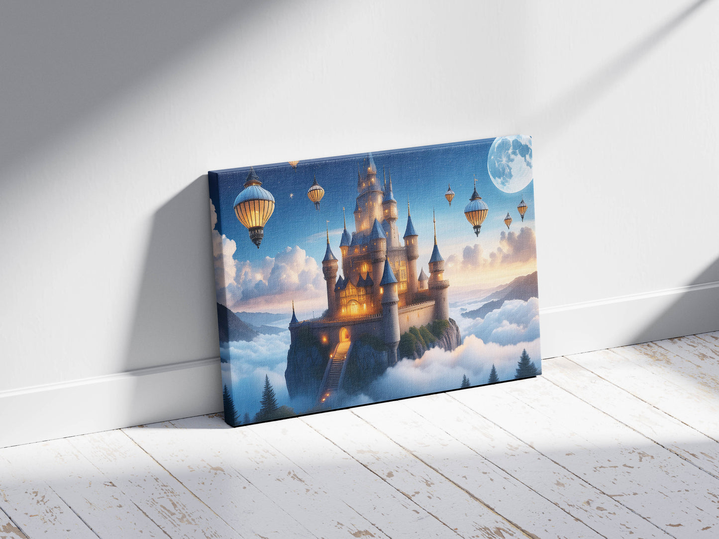 Floating Kingdom of Light: Floating Castle Art - Magical Kingdom Scene