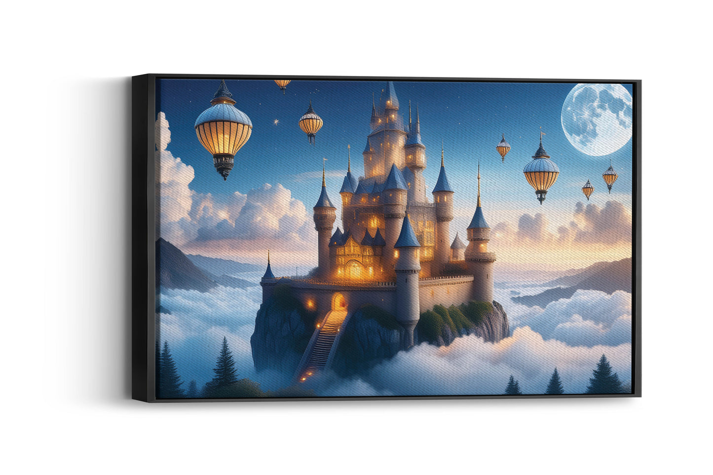 Floating Kingdom of Light: Floating Castle Art - Magical Kingdom Scene