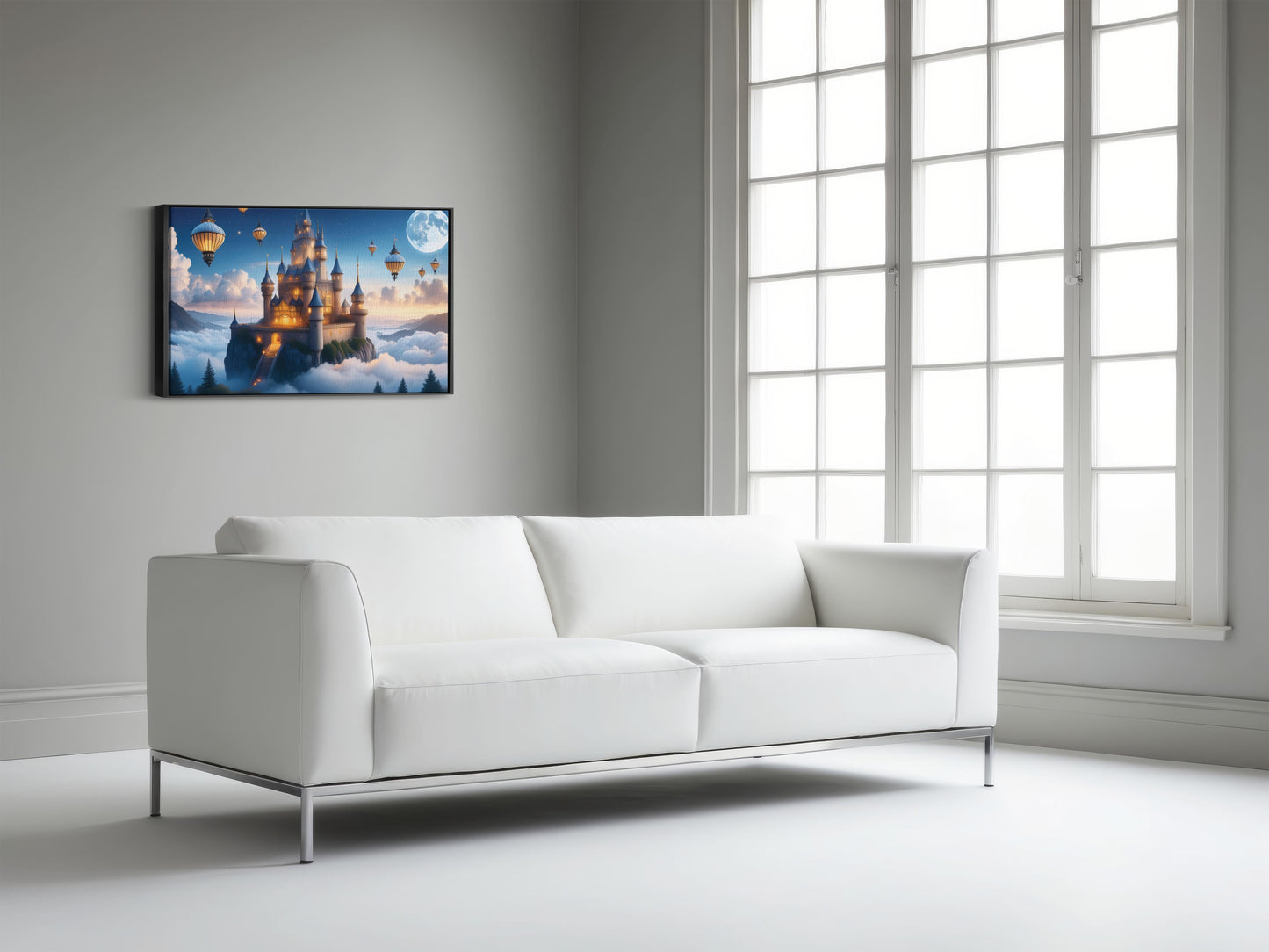 Floating Kingdom of Light: Floating Castle Art - Magical Kingdom Scene