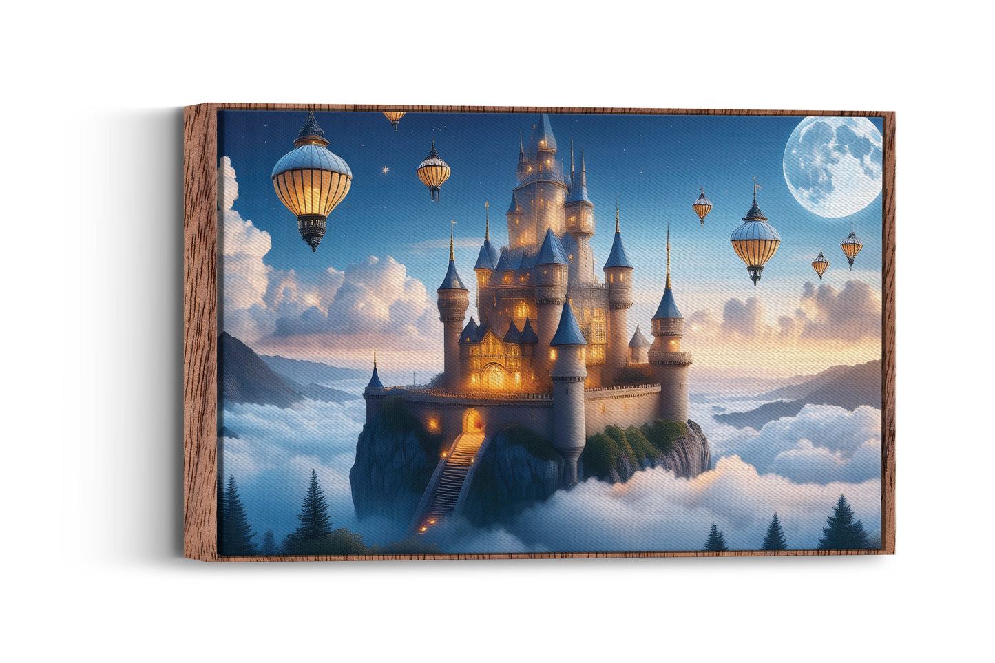Floating Kingdom of Light: Floating Castle Art - Magical Kingdom Scene