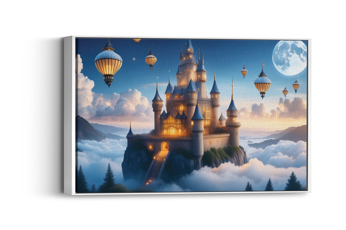Floating Kingdom of Light: Floating Castle Art - Magical Kingdom Scene