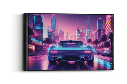 Electric Eden – Vaporwave Skyline: Vaporwave City Art - Retro-Futuristic Scene