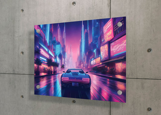 Retro Future Nights: Vaporwave City Art - Retro-Futuristic Scene