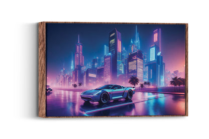 Neon Drift – City of Dreams: Vaporwave City Art - Retro-Futuristic Scene