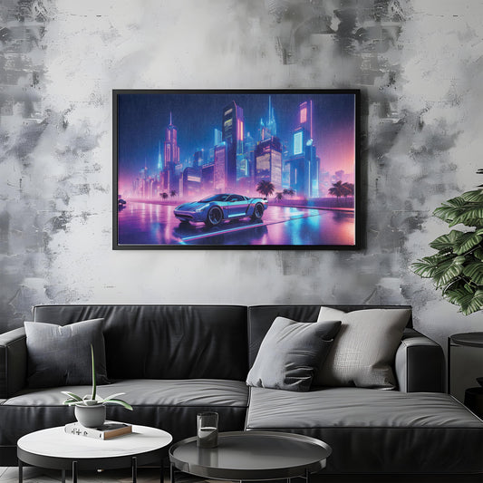 Neon Drift – City of Dreams: Vaporwave City Art - Retro-Futuristic Scene